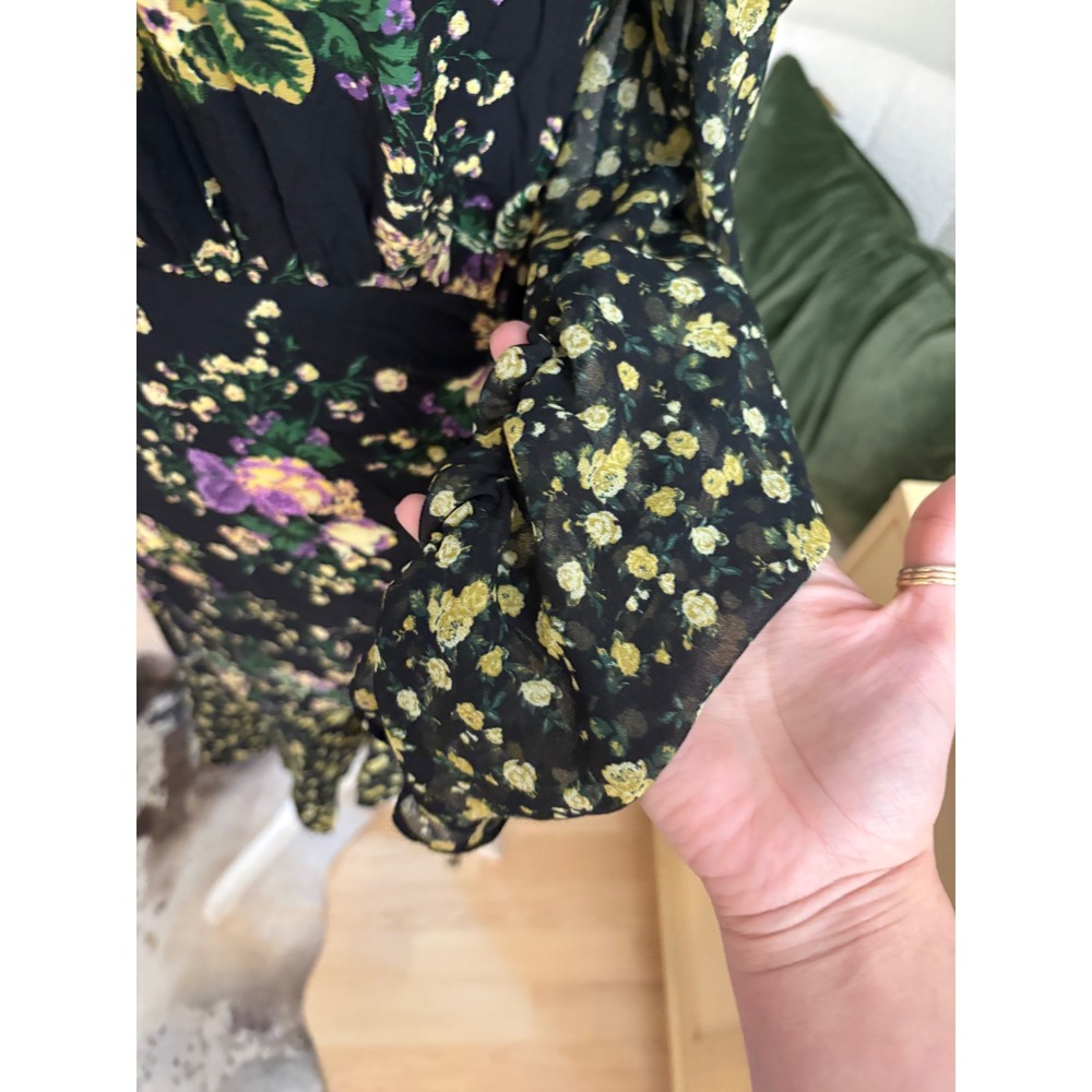 FOR LOVE & LEMONS Ross Midi Dress Floral Ruffle Open Back Size Small - Picture 6 of 12